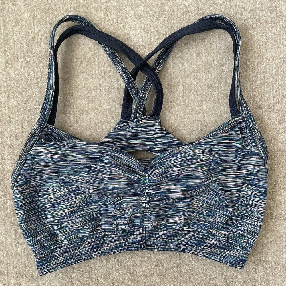 Athleta Sports Bra Womens Small Blue Multicolor Workout Active Sport Athleisure